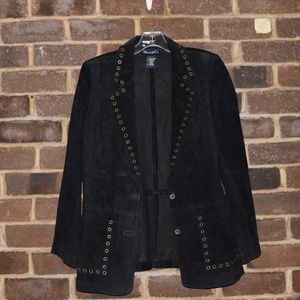 Vintage Black Suede Grommet Western Jacket